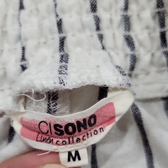 Ci Sono White and Black Striped Wide Leg Pants - Picture 2 of 3